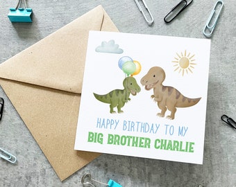 Big Brother Birthday Card, Dinosaur Brother Card, Dinosaur Birthday Card, Dinosaur Brother Card, T-Rex Birthday Card,