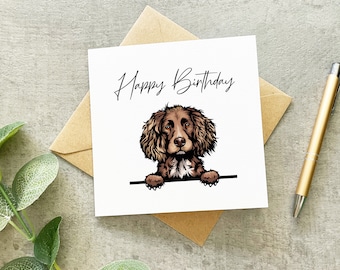 Chocolate Spaniel Birthday Card, Working Cocker Spaniel Card, Sprocker Card, Chocolate Spaniel Card, Birthday Card,