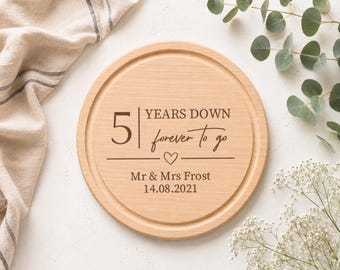 5 Years Down, Forever To Go Bottle Opener, Wood 5th Anniversary Gift, Wooden Wedding Anniversary Present,