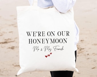 Personalised Honeymoon Bag, Wedding Tote Bag, Bride To Be Gift, Personalised Wedding Present, Honeymoon Beach Bag, Wedding Gift,