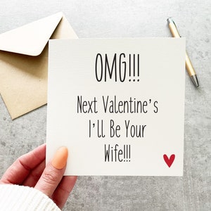 OMG prochaine Saint-Valentin, je serai votre femme, carte de Saint-Valentin fiancé, prochain Saint-Valentin, nous nous marierons, fiançailles, Saint-Valentin