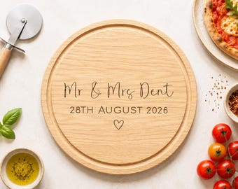 Personalised Wedding Chopping Board, Engraved Wooden Serving Board, Mr & Mrs Wedding Gift, Charcuterie
