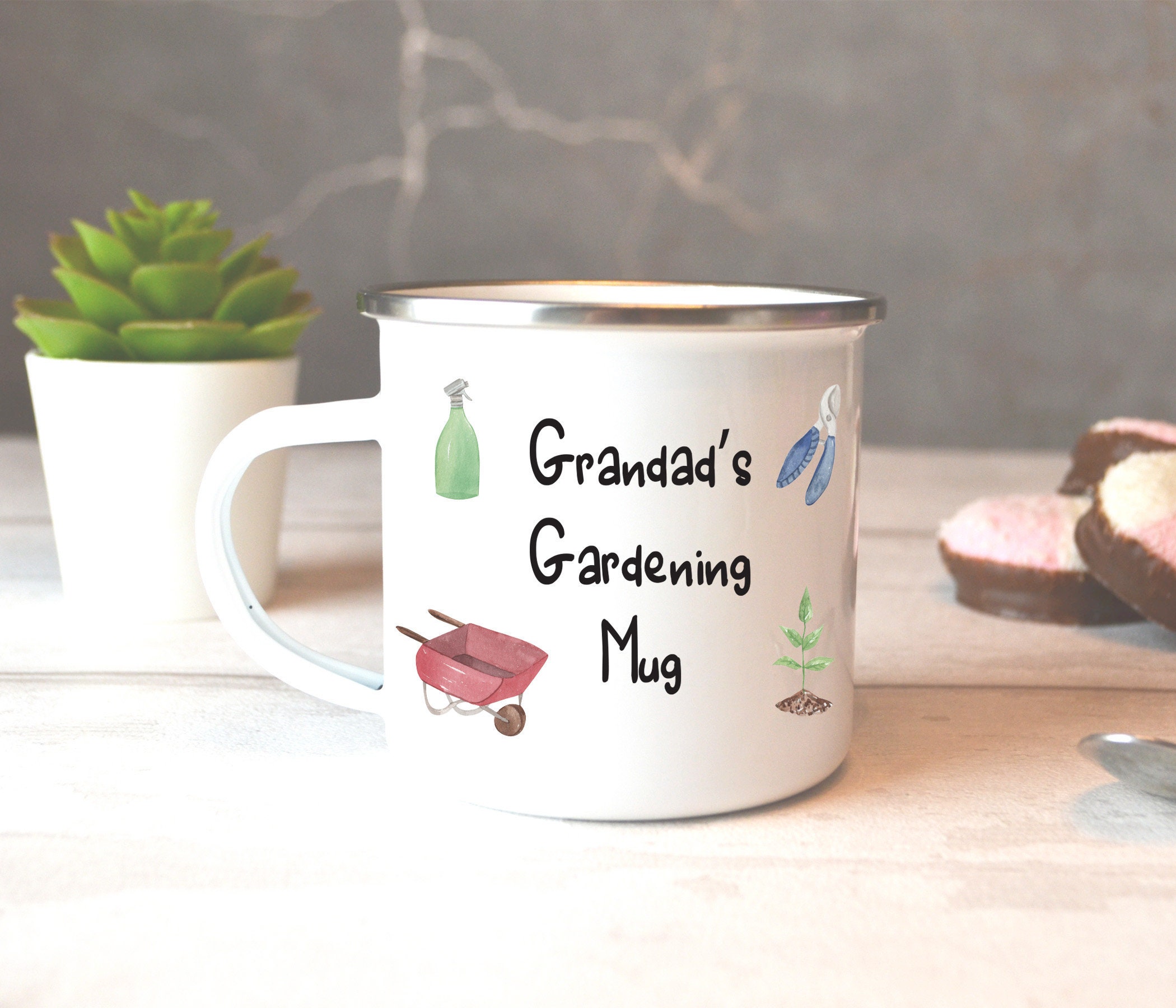 Tasse de Jardinage Grand-Père, Tasse en Émail Pour Jardin