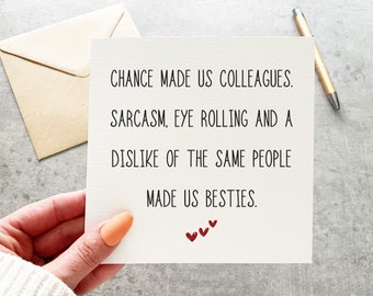 Funny Card For Work Wife, Funny Birthday Card For Colleague, Chance Made Us Colleagues, Work Bestie Card,  Leaving Work Card Colleague