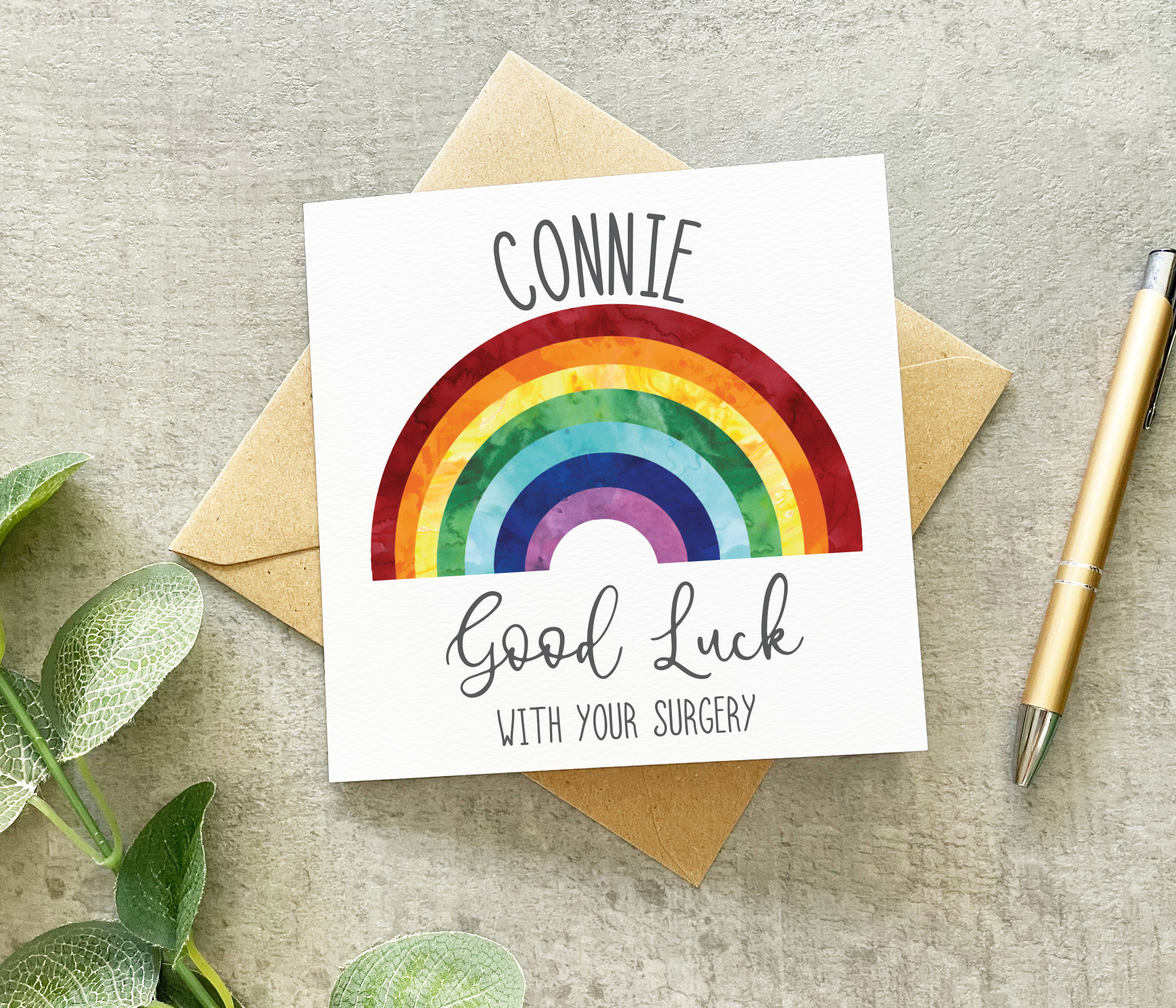 Carte de Vœux Good Luck Arc-en-Ciel avec Enveloppe et Porte-Clés