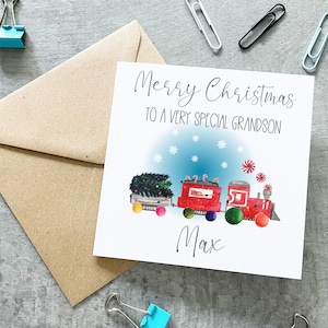 Personalised Grandson Christmas Card, Train Christmas Card, Personalised Christmas Card, Christmas Card For Grandson, Train Grandson