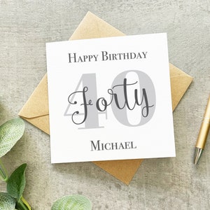 Joyeux quarantième anniversaire, Carte de 40e anniversaire, 40e anniversaire pour elle, Carte de 40e anniversaire pour lui, Carte personnalisée de 40e anniversaire,