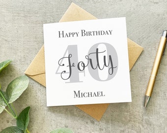 Happy Fortieth Birthday, 40th Birthday Card, 40th Birthday For Her, 40th Birthday Card For Him, Personalised 40th Birthday Card,