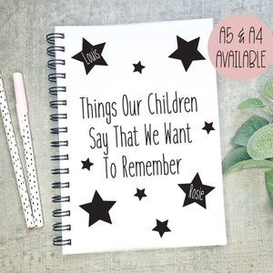 Things Our Children Say Notebook, New Baby Gift For Parents, Keepsake Memento Book, Children&#39;s Quotes, Children Memories Keepsake Book,