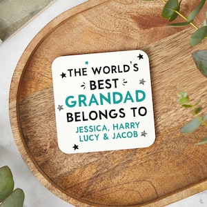 World&#39;s Best Grandad Gift, Grandad Birthday, Personalised Grandad Coaster, Grandad Gift, Grandad Father&#39;s Day, Grandad Present