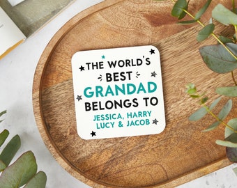 World's Best Grandad Coaster, Personalised Grandad Coaster, Grandad Gift, Grandad Stocking Filler, Grandpa Present,