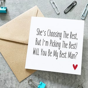 Proposition d'un homme meilleur, Carte meilleur homme, Carte proposition de mariage, Elle choisit le reste, Je choisis le meilleur, Carte Soyez mon meilleur homme