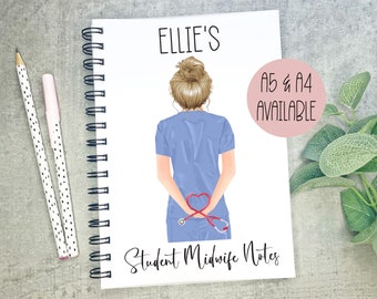 Personalised Student Midwife Notebook, Trainee Midwife Gift, Student Midwife Present, Midwife Student, A4 Notebook, A5 Notebook