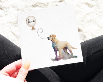 Personalised Labrador Birthday Card, Golden Lab, Dog Celebration Card