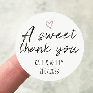 Personalised Wedding Stickers, Sweet Thank You, Wedding Favour Stickers, Wedding Sweet Stickers, Engagement Party Stickers