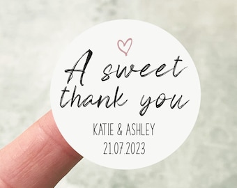 Personalised Wedding Stickers, Sweet Thank You, Wedding Favour Stickers, Wedding Sweet Stickers, Engagement Party Stickers