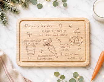 Funny Personalised Christmas Eve Treat Board, I Tried My Best, Wooden Christmas Eve Plate, Treats For Santa
