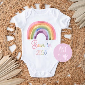 Born in 2025 Baby Vest, New Baby Gift, Rainbow Baby Vest, Baby Boy Vest, Baby Girl Vest, Rainbow Baby Gift, Rainbow Vest, Personalised Gift,
