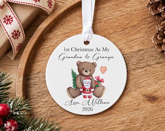 Personalised 1st Christmas As My Grandparents Bauble, Christmas Keepsake Decoration, Grandma & Grandpa