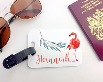 Flamingo Luggage Tag, Personalised Luggage Tag, Holiday Present For Her, Travelling Gift, Flamingo Bag Tag, Suitcase identifier,