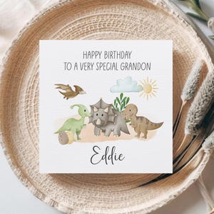 Carte d'anniversaire personnalisée de petit-fils 1er 2e 3e anniversaire, 1er anniversaire de petit-fils 2e anniversaire, carte d'anniversaire personnalisée de petit-fils, petit-fils de dinosaure