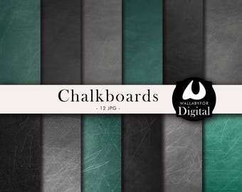 Chalkboard digital papers Black, gray and green chalkboard Blackboard Chalkboard backgrounds Chalkboard texture Schoolboard Instant download