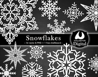 Snowflakes clipart Christmas clip art Snowflakes silhouette Snowflake vector and png on transparent background printable Instant download