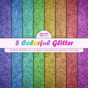 Glitter digital paper Rainbow glitter digital papers Sparkly glitter Glitter backgrounds Rainbow glitter digital papers Colorful glitter