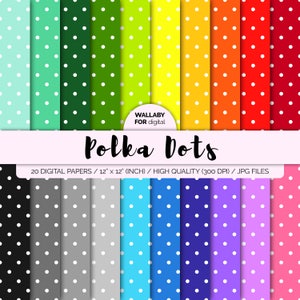 VENDITA Sfondi Rainbow pois carta digitale pois pois colorato digitale per il download immediato di scrapbooking SEAMLESS PATTERN immagine 1