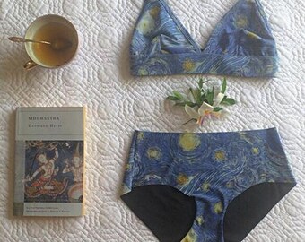 Bra and Panty Set, Starry Night Van Gogh