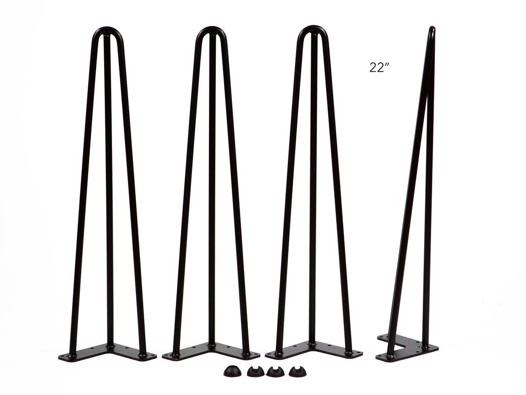 22 Inch, Heavy Duty 3-rod Hairpin Leg 22", Black Powder Coated, Set/4 # ...