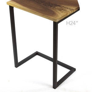 H 24 pouces, large base de table en forme de C, # SS003W