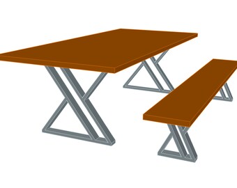 H 28 Inch, Dining Table Legs, Double Z Shape, 1 Pair