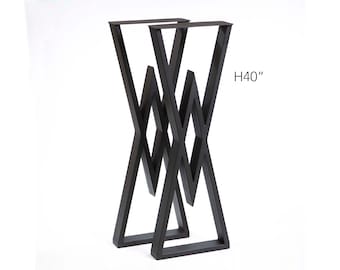 H 40 inch, Bar Table Legs, 1 Pair, Metal Diamond Shape #SS680