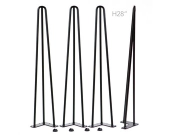 28 inch, Heavy Duty 3-rod Hairpin leg 22", Black Powder Coated, Set/4 #W5032A4