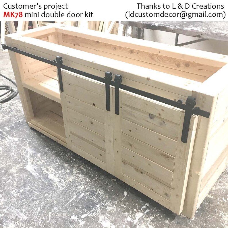 78 Inch Mk78 Mini Sliding Barn Door Hardware Kit For Double Cabinet