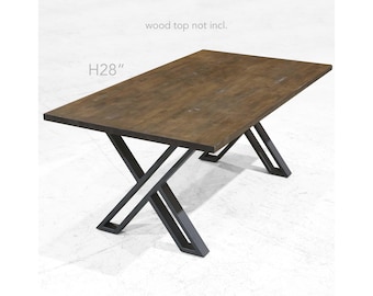 H 28 inch, Double X Shaped Dining Table Legs, 1 Pair #ST2710
