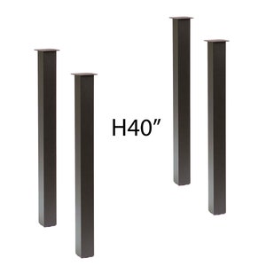 May include: Four dark brown metal table legs, each 40 inches tall, are displayed against a white background. The legs have a square profile and a flat top. The text "H40" is visible.