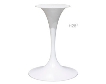 H 28 po., pied de table de bistrot blanc, forme de tulipe, 1 pièce, #LK2028W