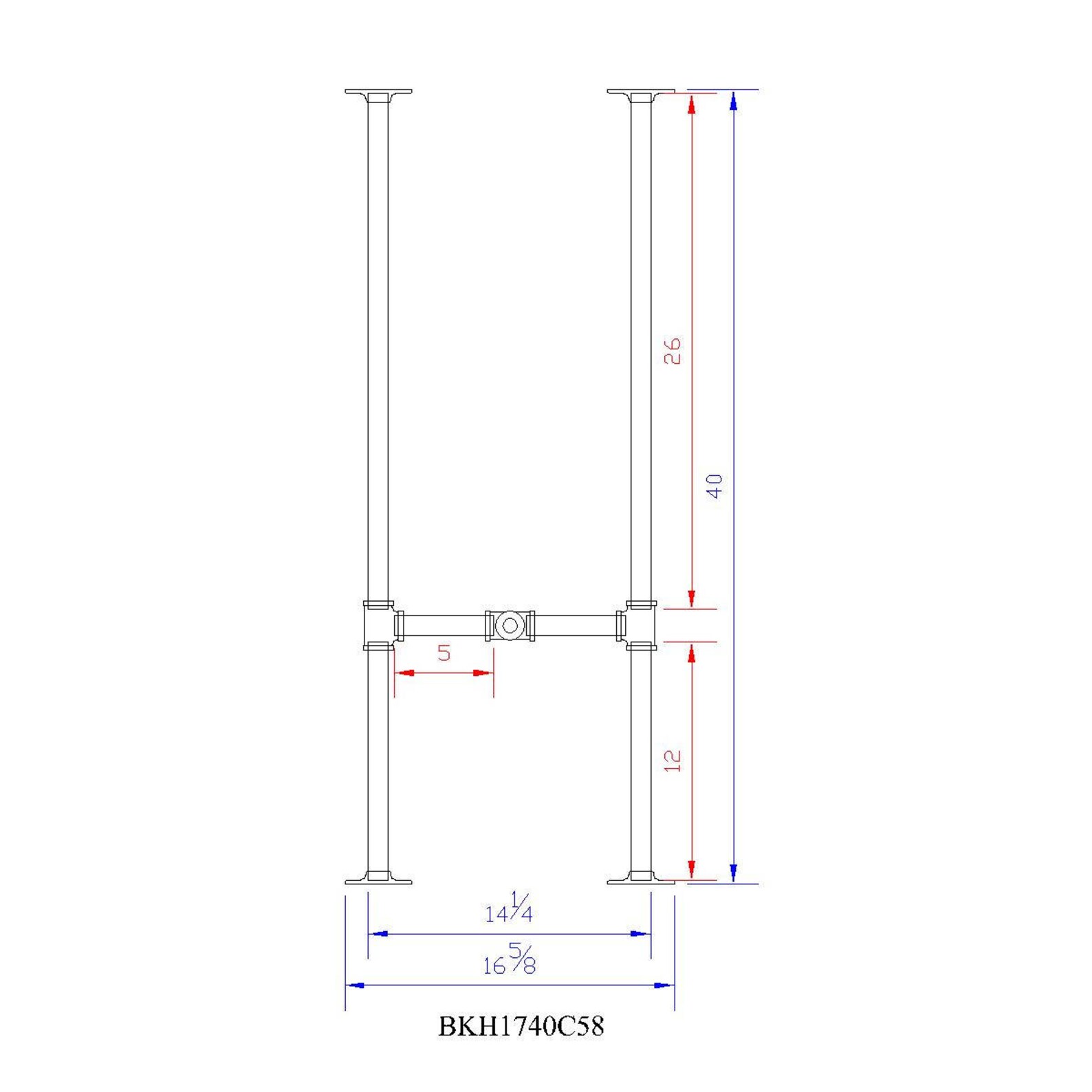 H40 BKH1740C Pipe Legs KIT With Cross Bar for Bar Etsy