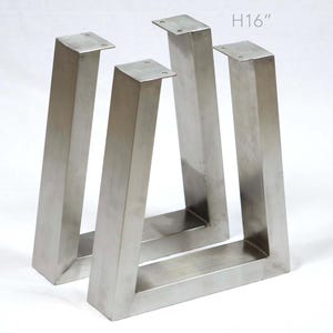 H 16&quot; Stainless Steel Bench or Narrow Coffee Table Legs, 1 Pair #SS100E