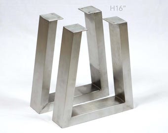 H 16" Stainless Steel Bench or Narrow Coffee Table Legs, 1 Pair #SS100E