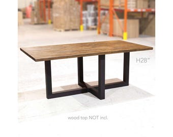 H28" Cross U-Shaped Dining Table Base, Made in 3"x3" Tubing, #SS1415