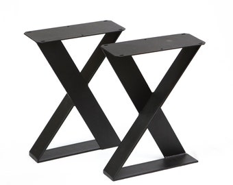 Flat Iron Bench X Legs (narrow coffee table), Black Powder Coated, 1 Pair, W5039E