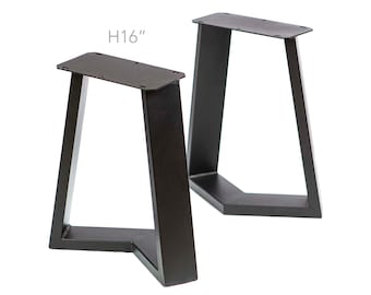 H 16 pouces Pattes de banc Cress, revêtement en poudre noire, 1 paire, # SS400