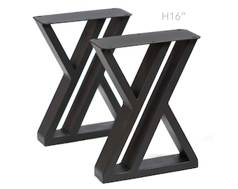 H 16 inch, Bench Legs or Narrow Coffee Table Legs, 1 Pair, Double Z Shape, #SS1100