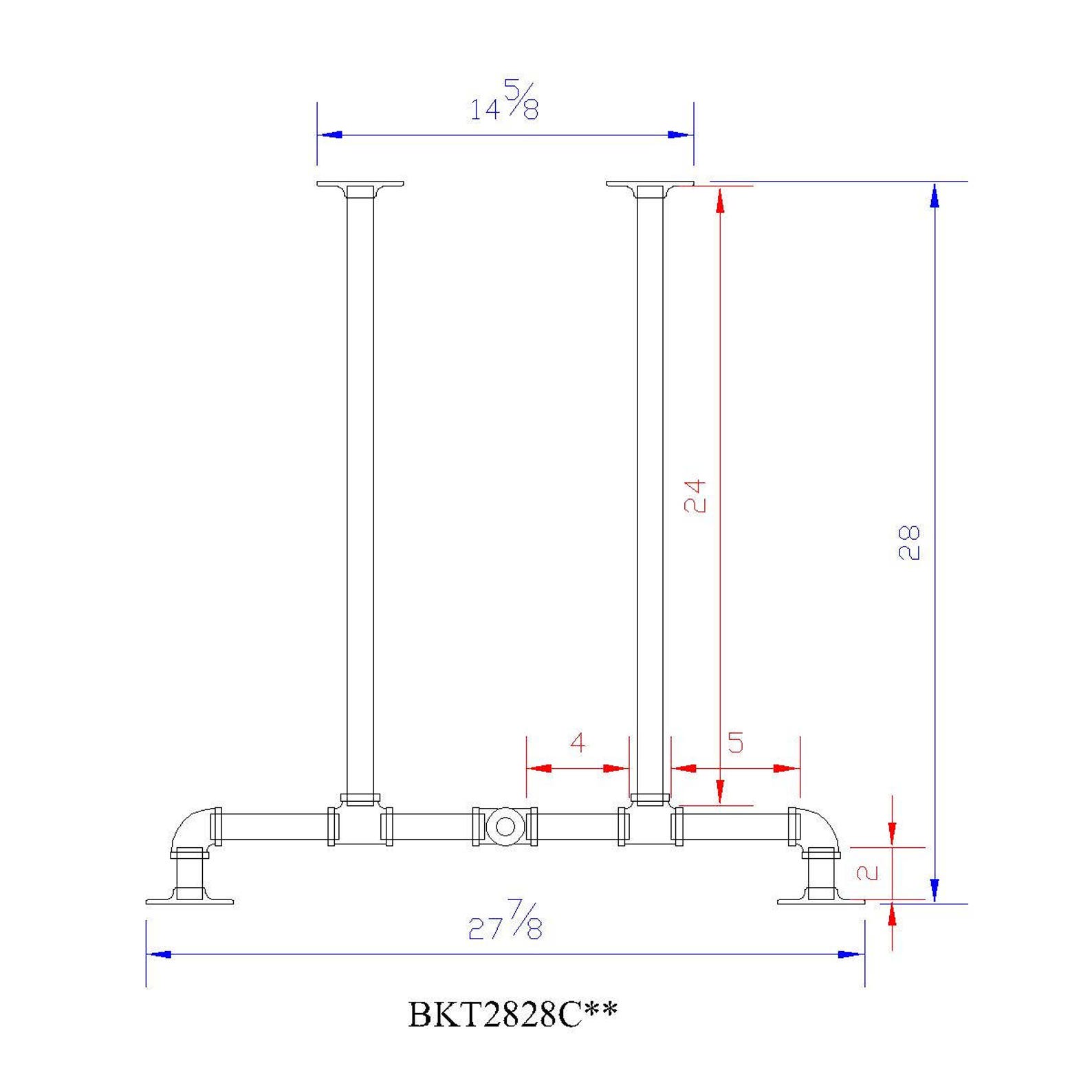 H28 BKT2828C Pipe Legs KIT With Cross Bar for Etsy