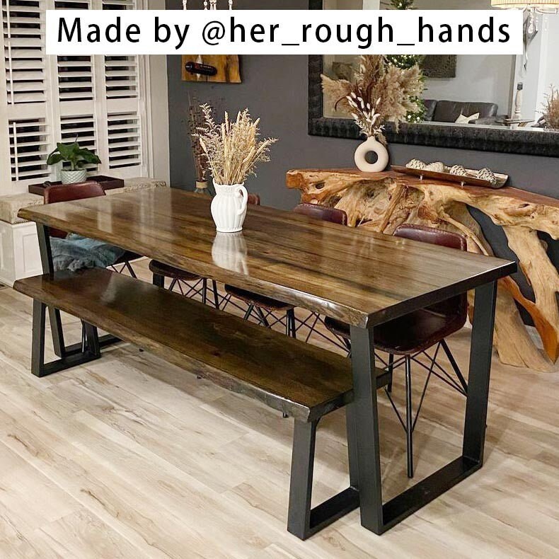 SS210W2 Trapezoid Dining Table Legs Wide Top Black Powder Etsy