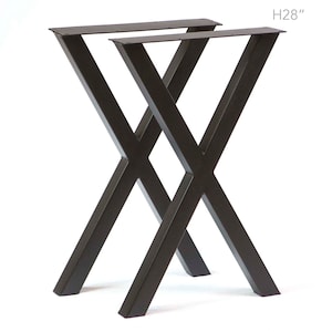 H 28 inch, Office Desk Table Legs, X Shape, 1 pair, #W5037BW