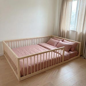 Montessori Floor Bed With Rails Toddler Floor Bed Frame Kids Bed Kids Floor Bed Montessori Kids Floor Bed
